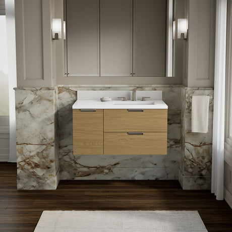 Maxstow® 36" wall-hung bathroom vanity cabinet with sink and quartz top