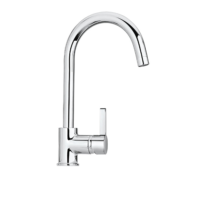 Kitchen faucet with pivoting spout, 1 spray