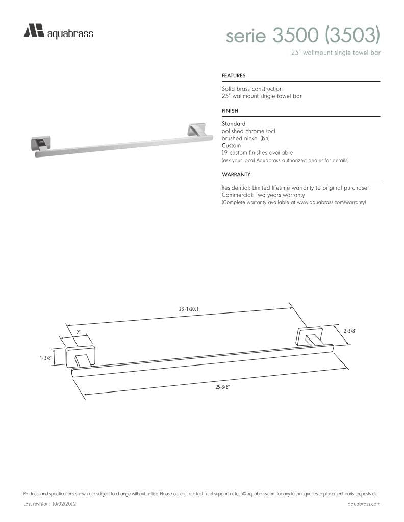 24" wallmount single towel bar