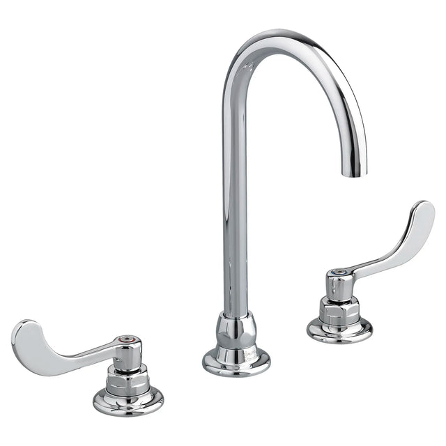 Monterrey® 8-inch Widespread Gooseneck Faucet With Wrist Blade Handles 1.5 gpm/5.7 Lpm Laminar Flow in Spout Base