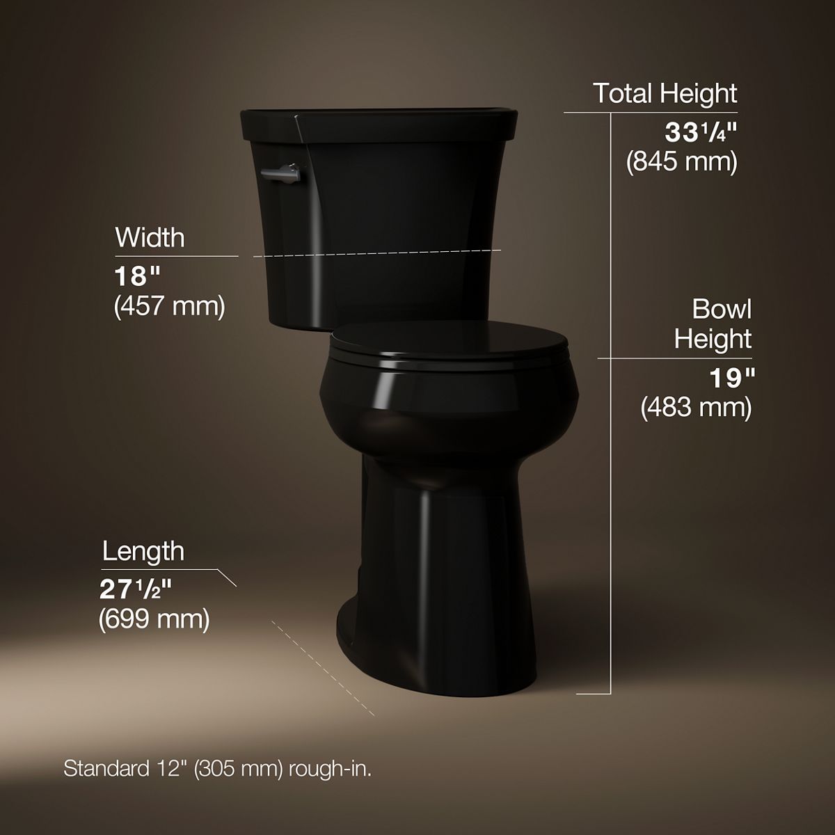 Highline® Tall two-piece round-front toilet, 1.28 gpf