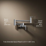 Wall-mount pot filler