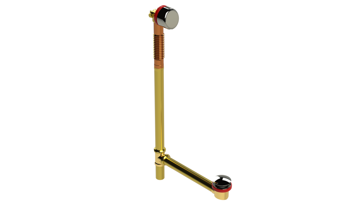 BRASS OFFSET FILL&DRAIN™ WASTE & OVERFLOW Euro Tip-Toe EXTENDED (360-5FDET-27POLN)