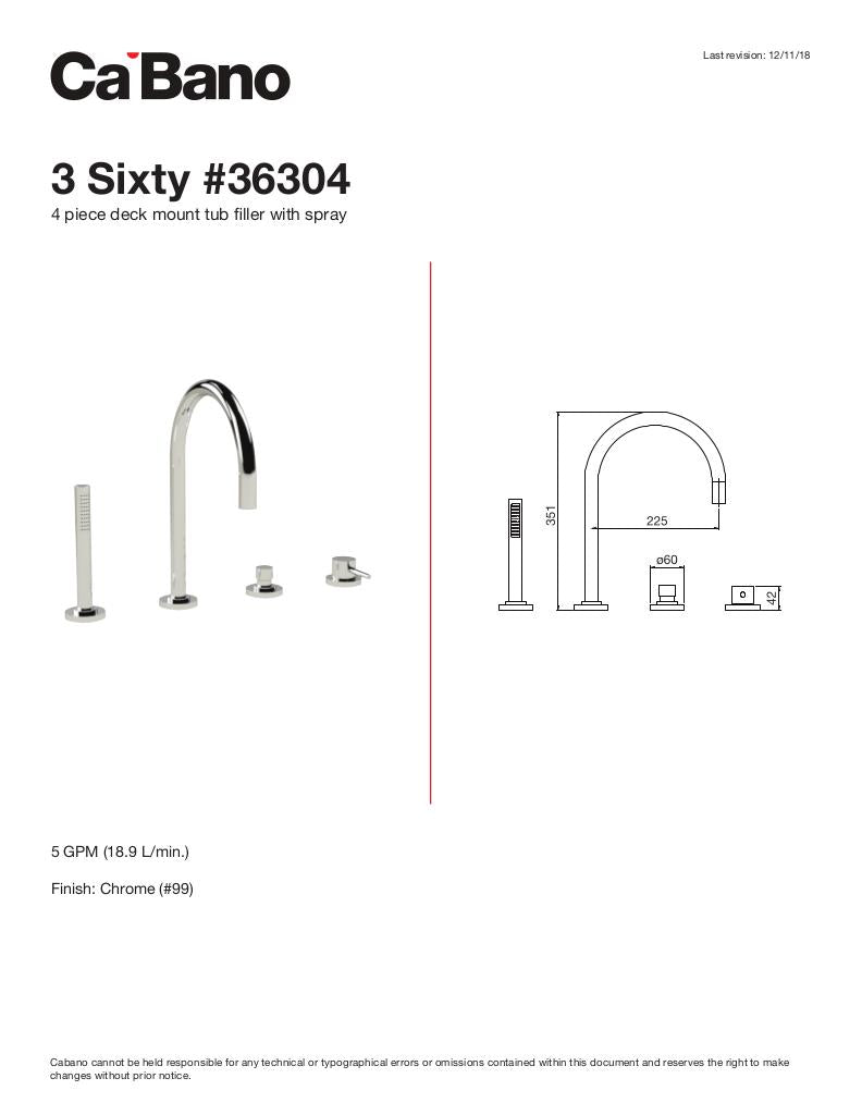 4 piece deck mount tub filler with hand shower