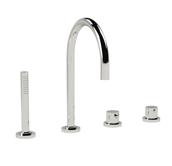 Thermostatic 4 piece deck mount tub with hand shower