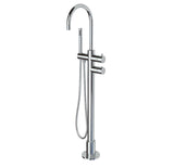 Thermostatic floor mount tub filler with hand shower