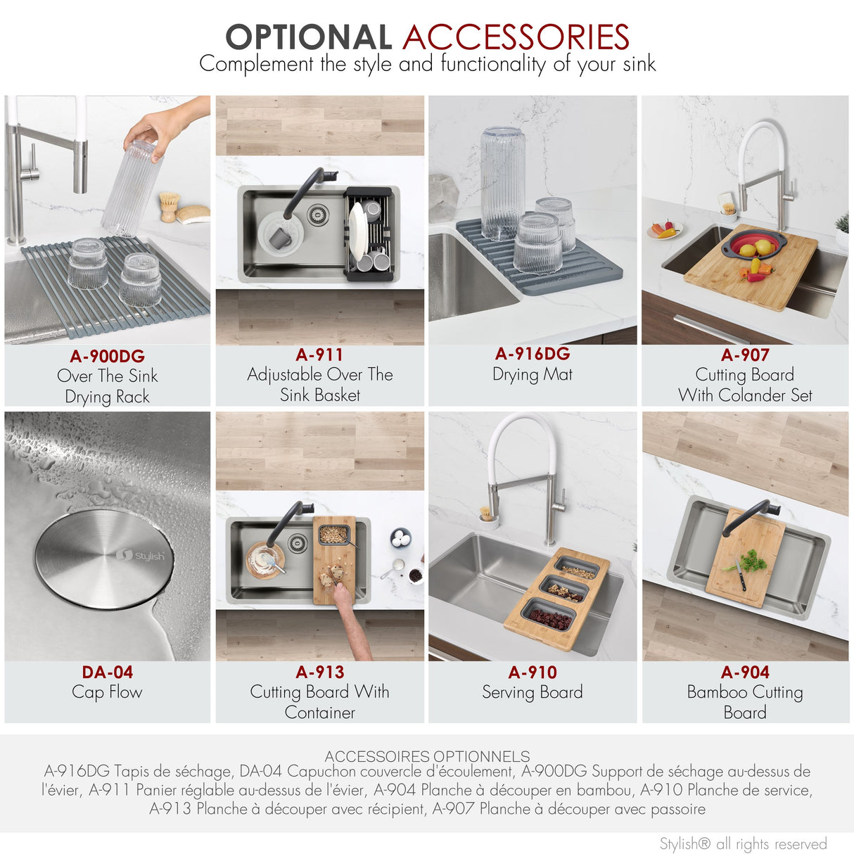 27 in Dual Mount Single Bowl Kitchen Sink, 18 Gauge Stainless Steel with Standard Strainer, by Stylish® S-406T Olite