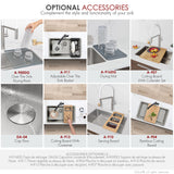 27 in Dual Mount Single Bowl Kitchen Sink, 18 Gauge Stainless Steel with Standard Strainer, by Stylish® S-406T Olite