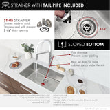 27 in Dual Mount Single Bowl Kitchen Sink, 18 Gauge Stainless Steel with Standard Strainer, by Stylish® S-406T Olite
