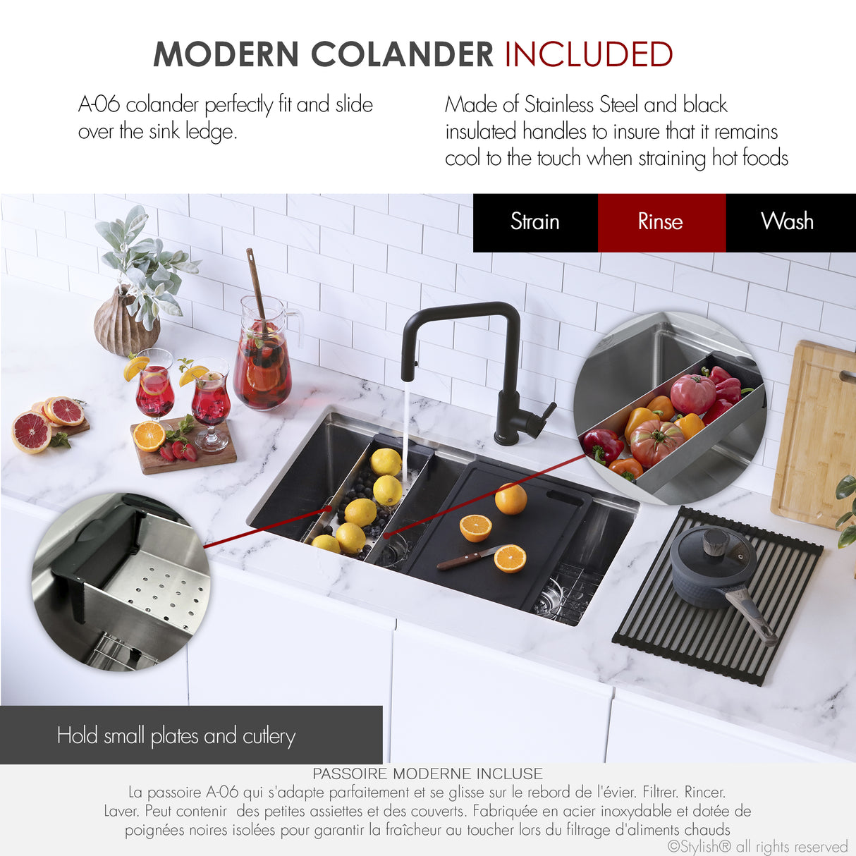 STYLISH 30 inch Workstation Double Bowl Undermount and Drop-in 16 Gauge Stainless Steel Kitchen Sink with Built in Accessories