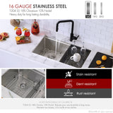 STYLISH 30 inch Workstation Double Bowl Undermount and Drop-in 16 Gauge Stainless Steel Kitchen Sink with Built in Accessories