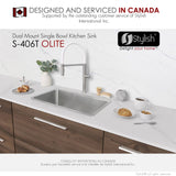 27 in Dual Mount Single Bowl Kitchen Sink, 18 Gauge Stainless Steel with Standard Strainer, by Stylish® S-406T Olite
