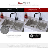 STYLISH 30 inch Workstation Double Bowl Undermount and Drop-in 16 Gauge Stainless Steel Kitchen Sink with Built in Accessories