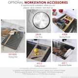 STYLISH 30 inch Workstation Double Bowl Undermount and Drop-in 16 Gauge Stainless Steel Kitchen Sink with Built in Accessories