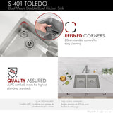 STYLISH 31 inch Double Bowl Undermount Stainless Steel Kitchen Sink