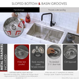 STYLISH 30 inch Workstation Double Bowl Undermount and Drop-in 16 Gauge Stainless Steel Kitchen Sink with Built in Accessories