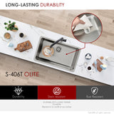 27 in Dual Mount Single Bowl Kitchen Sink, 18 Gauge Stainless Steel with Standard Strainer, by Stylish® S-406T Olite