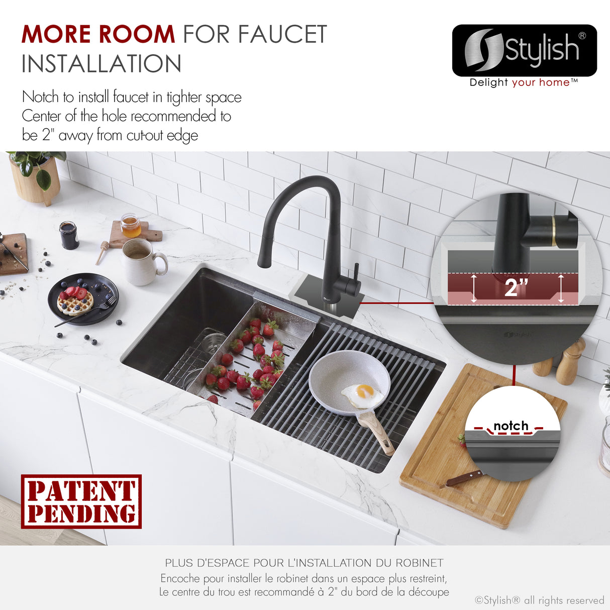 STYLISH 33 inch Workstation Single Bowl Undermount 16 Gauge Stainless Steel Kitchen Sink with Built in Accessories