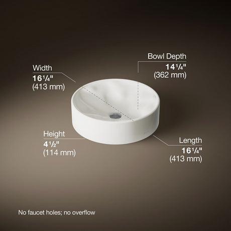 Rista® 16-1/4" round vessel bathroom sink, no overflow