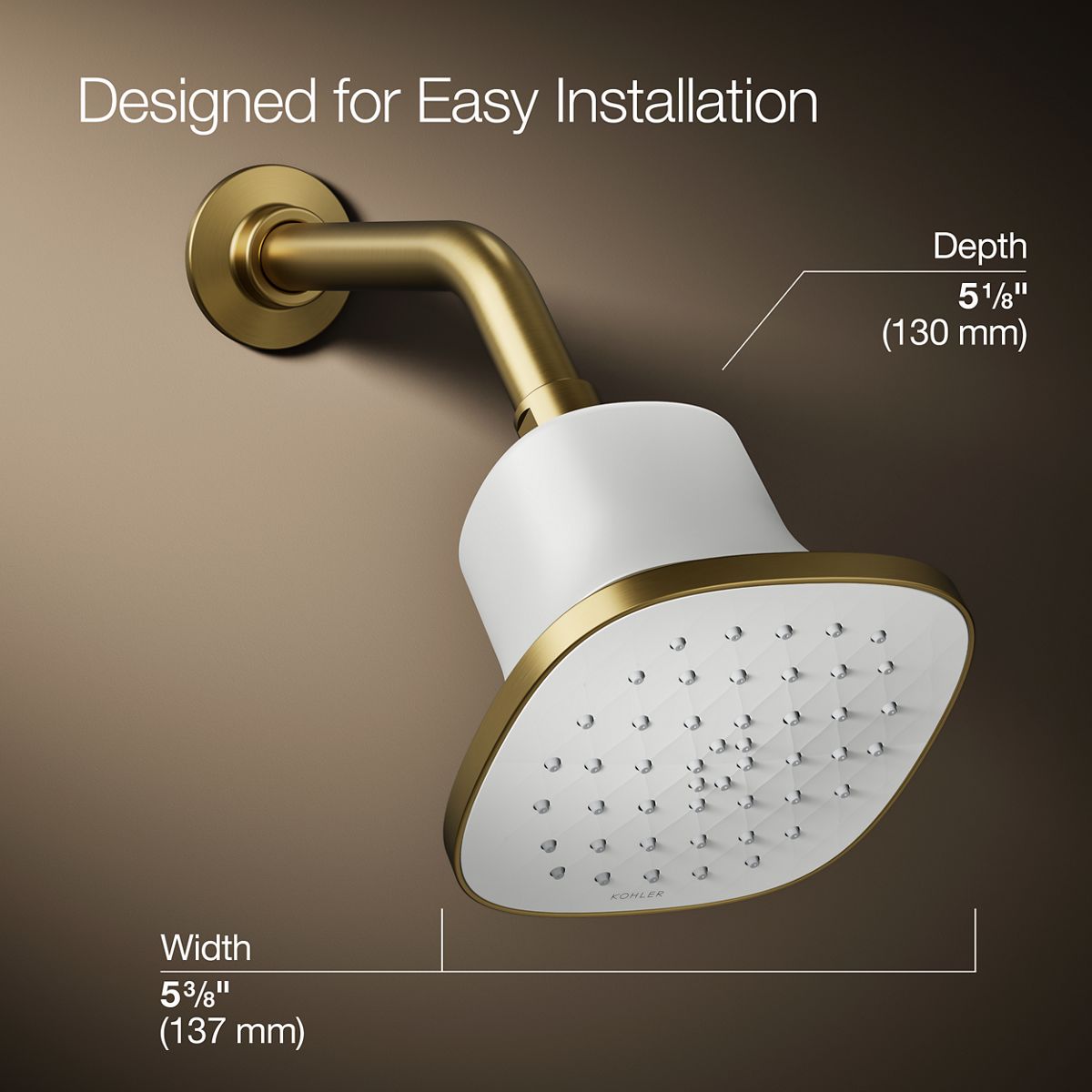Cinq® Square single-function filtered showerhead, 2.5 gpm