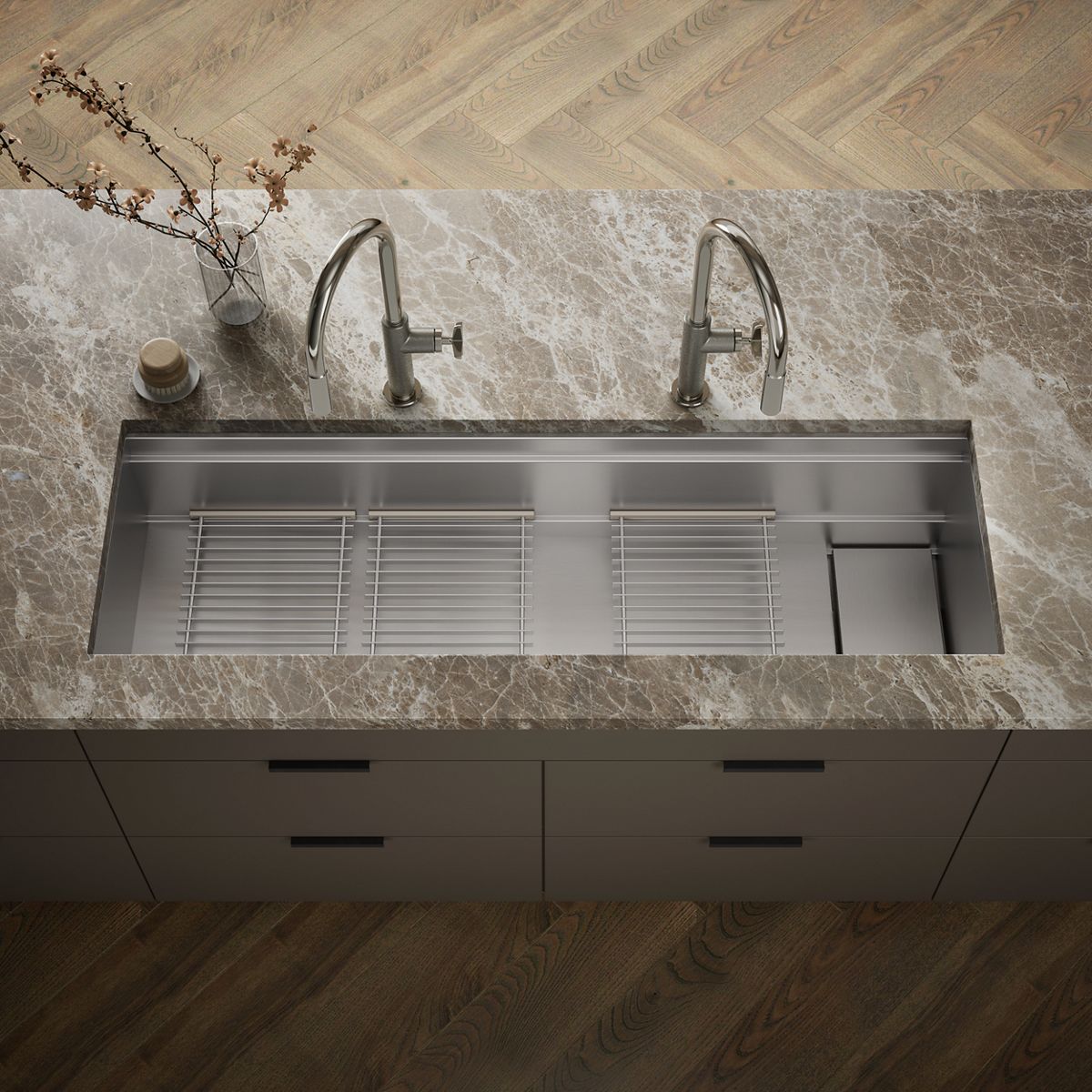 Synthos™ 57-3/4" undermount single-bowl kitchen sink