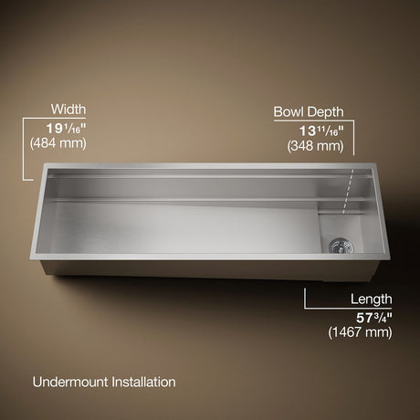 Synthos™ 57-3/4" undermount single-bowl kitchen sink