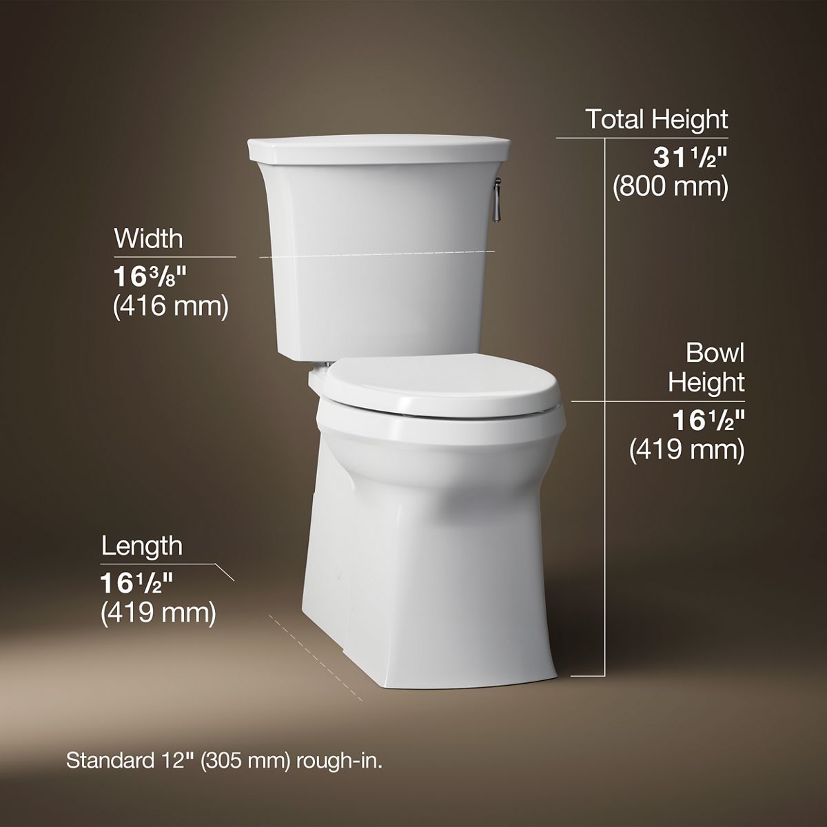 Corbelle® Two-piece elongated toilet with skirted trapway, 1.28 gpf