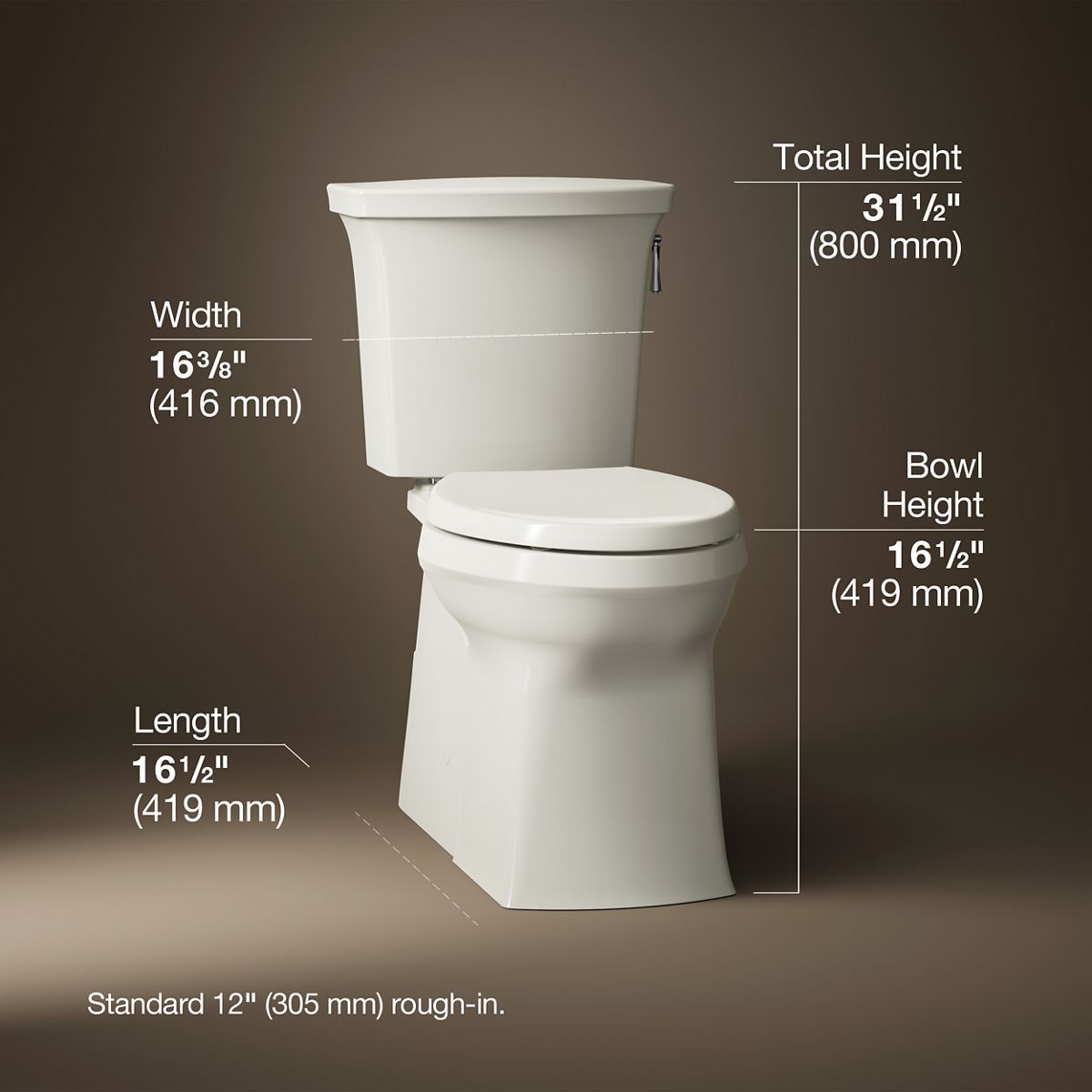 Corbelle® Two-piece elongated toilet with skirted trapway, 1.28 gpf