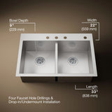 Vault™ 33" top-/undermount double-bowl kitchen sink