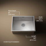 Vault™ 24" undermount single-bowl kitchen sink