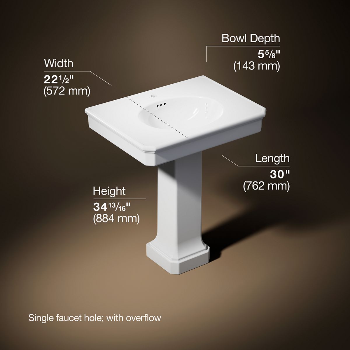 Claude™ by Studio McGee 30" rectangular pedestal bathroom sink