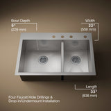 Vault™ 33" top-/undermount double-bowl kitchen sink