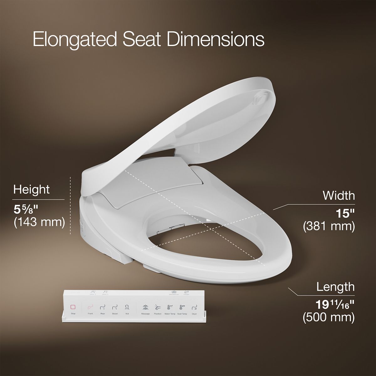 PureWash® E860 Dual-Wand Elongated bidet toilet seat with remote control