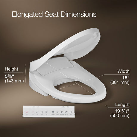PureWash® E860 Dual-Wand Elongated bidet toilet seat with remote control