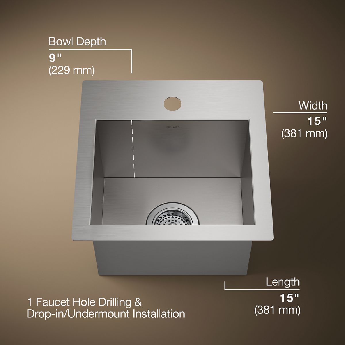 Vault™ 15" top-/undermount bar sink