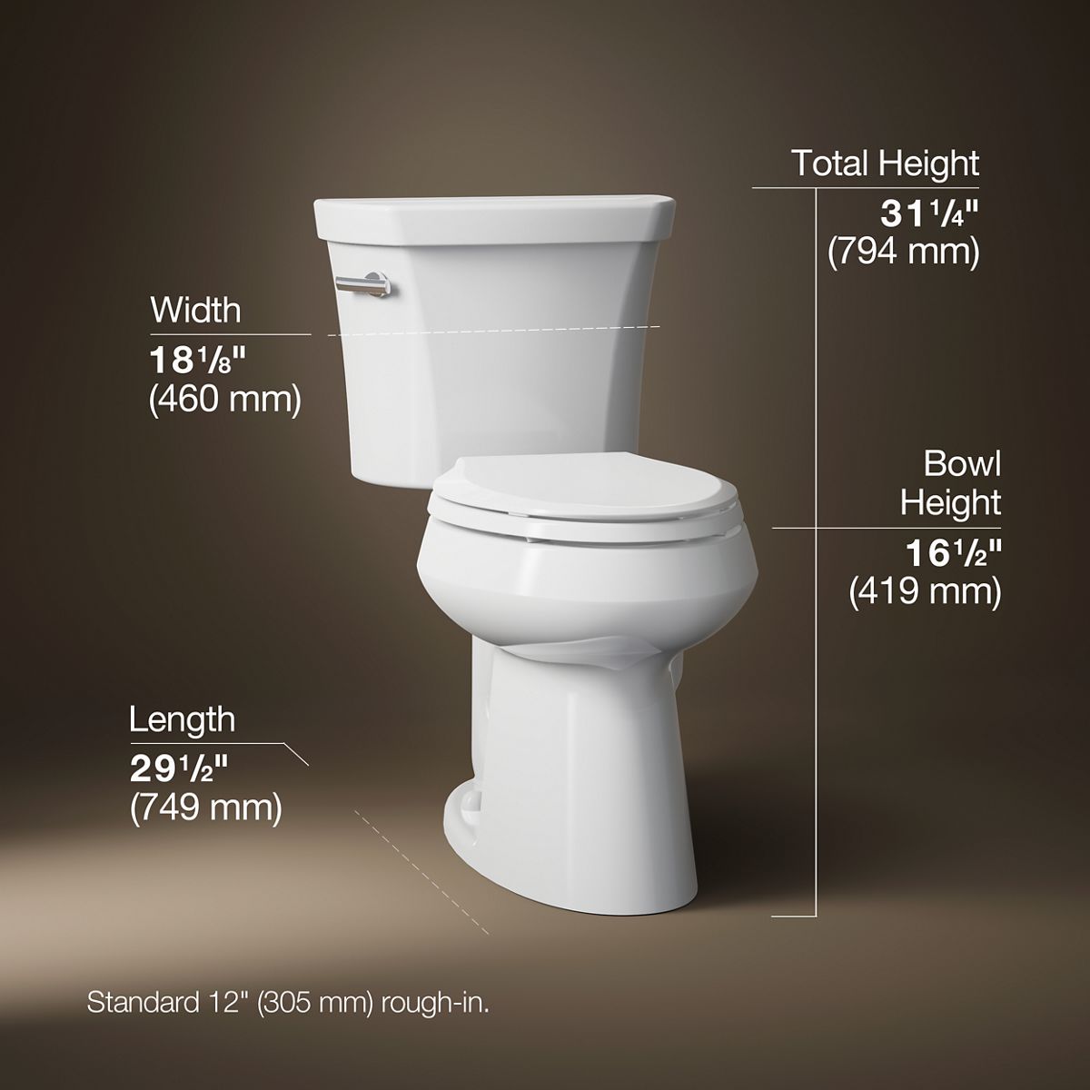 Highline® Two-piece elongated toilet, 1.28 gpf