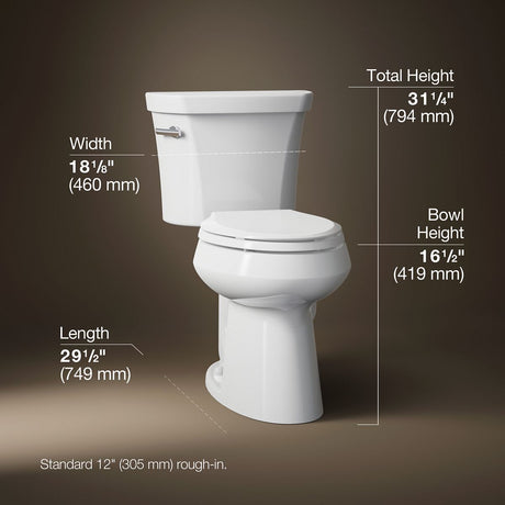 Highline® Two-piece elongated toilet, 1.28 gpf
