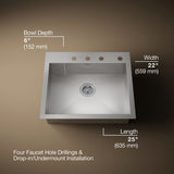 Vault™ 25" top-/undermount single-bowl kitchen sink