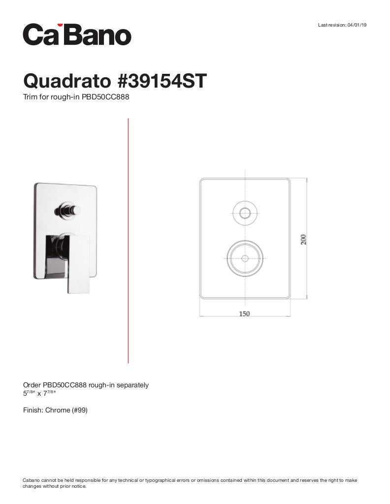 QUADRATO trim set for shower valve PBD50CC888