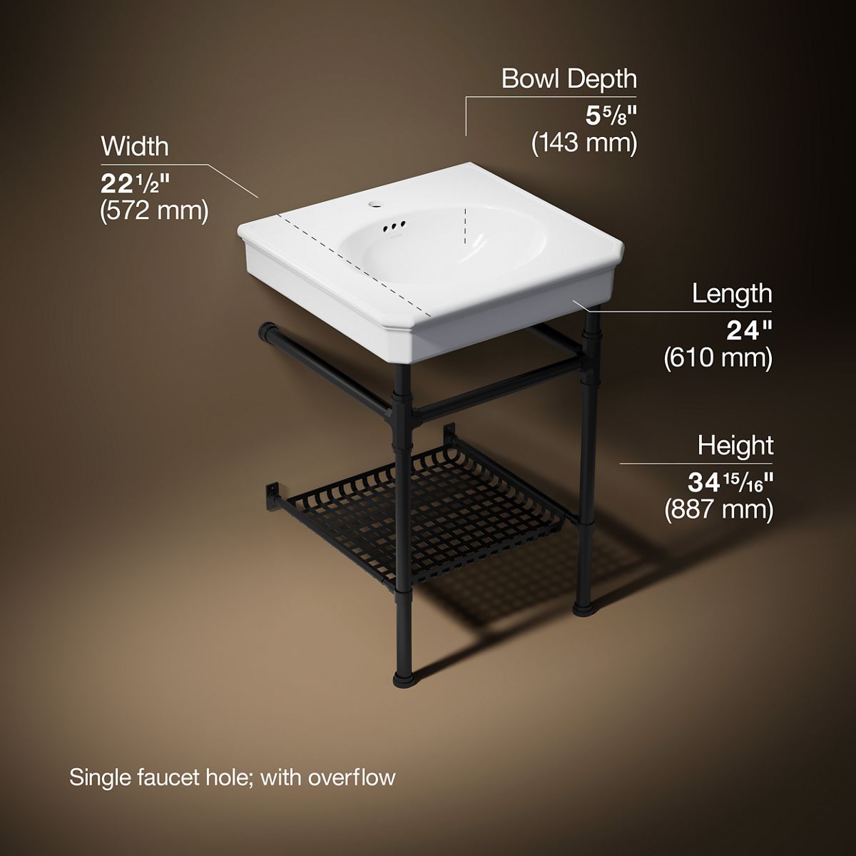 Claude™ by Studio McGee 24" rectangular console table bathroom sink