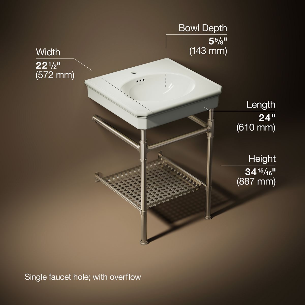 Claude™ by Studio McGee 24" rectangular console table bathroom sink