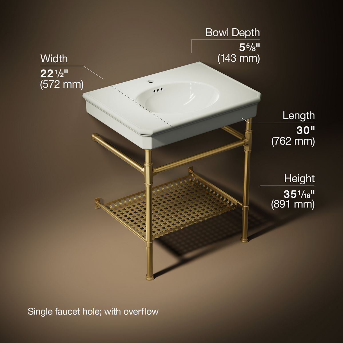 Claude™ by Studio McGee 30" rectangular console table bathroom sink