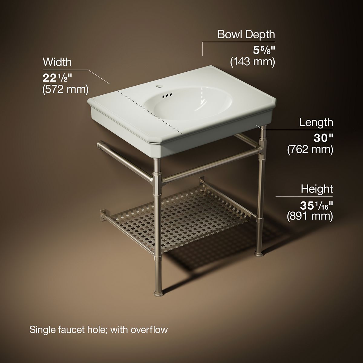 Claude™ by Studio McGee 30" rectangular console table bathroom sink