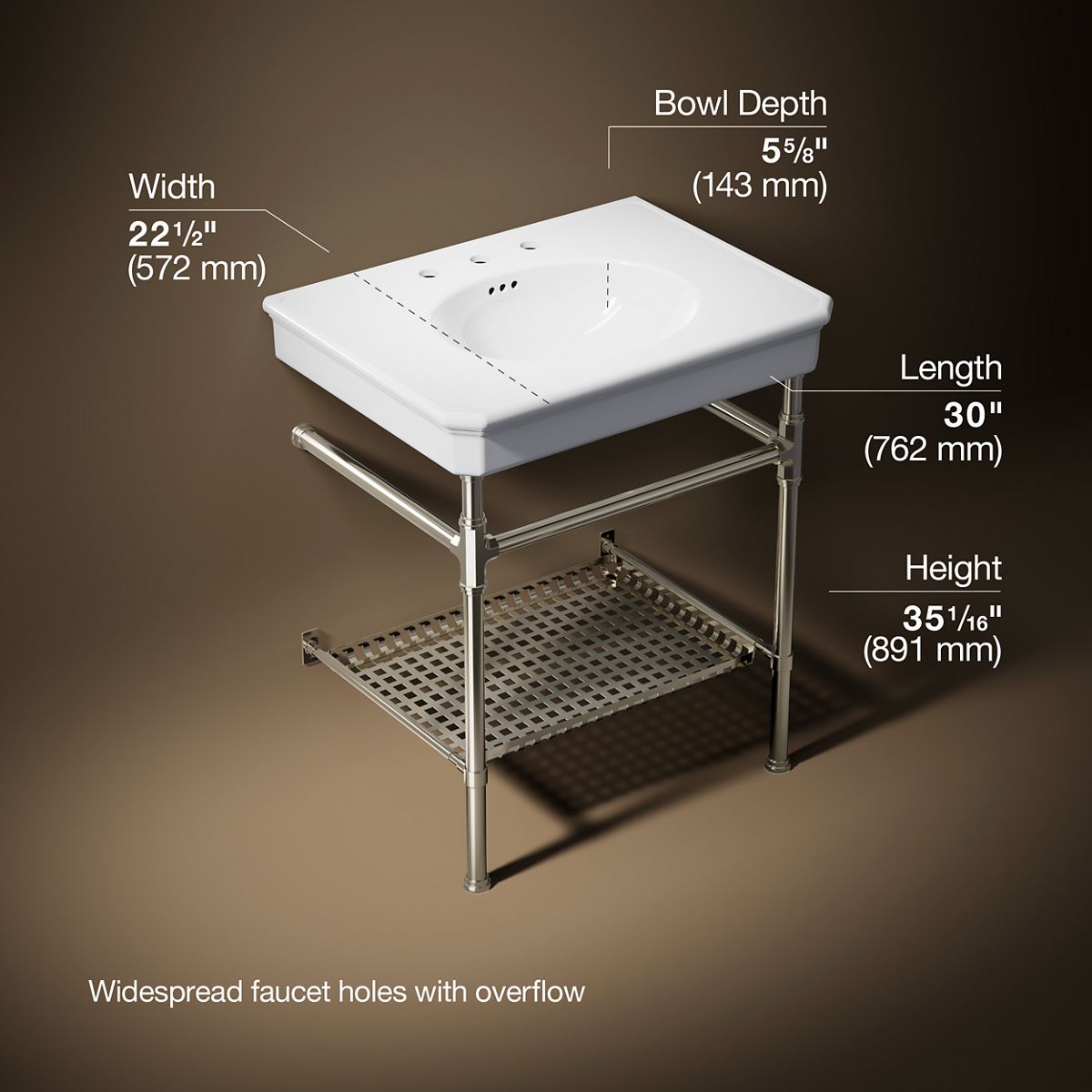 Claude™ by Studio McGee 30" rectangular console table bathroom sink