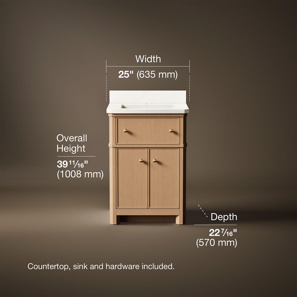 Claude™ by Studio McGee 24" bathroom vanity cabinet with sink and quartz top