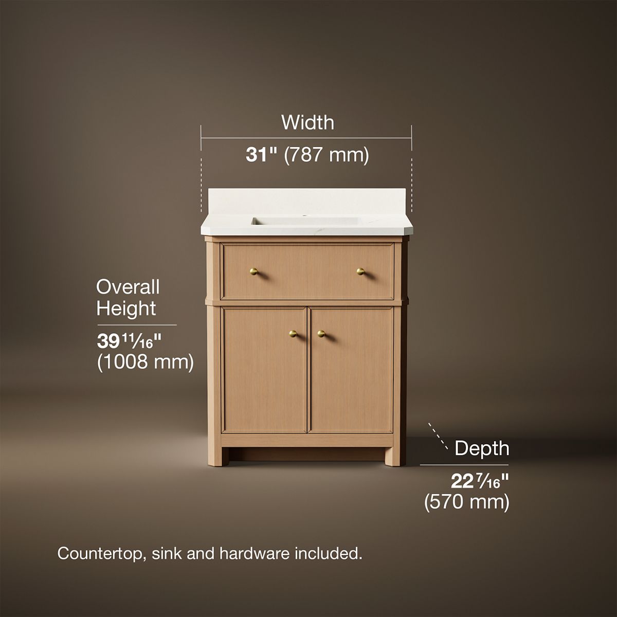 Claude™ by Studio McGee 30" bathroom vanity cabinet with sink and quartz top