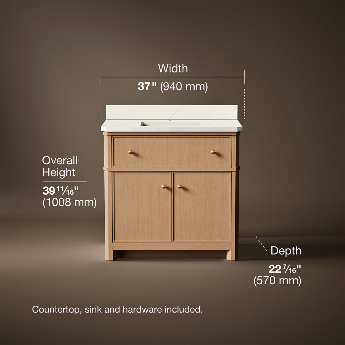 Claude™ by Studio McGee 36" bathroom vanity cabinet with sink and quartz top