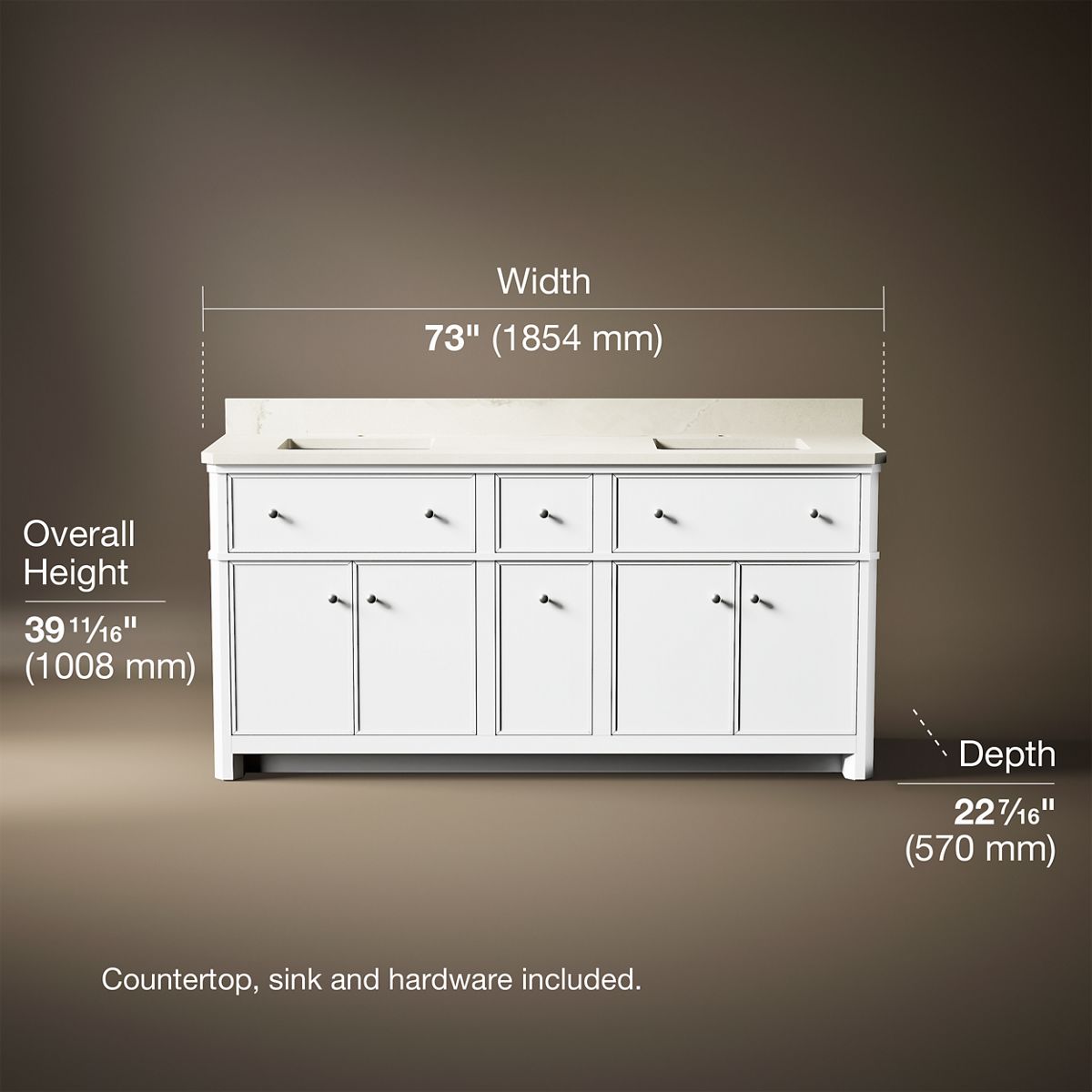 Claude™ by Studio McGee 72" bathroom vanity cabinet with sinks and quartz top