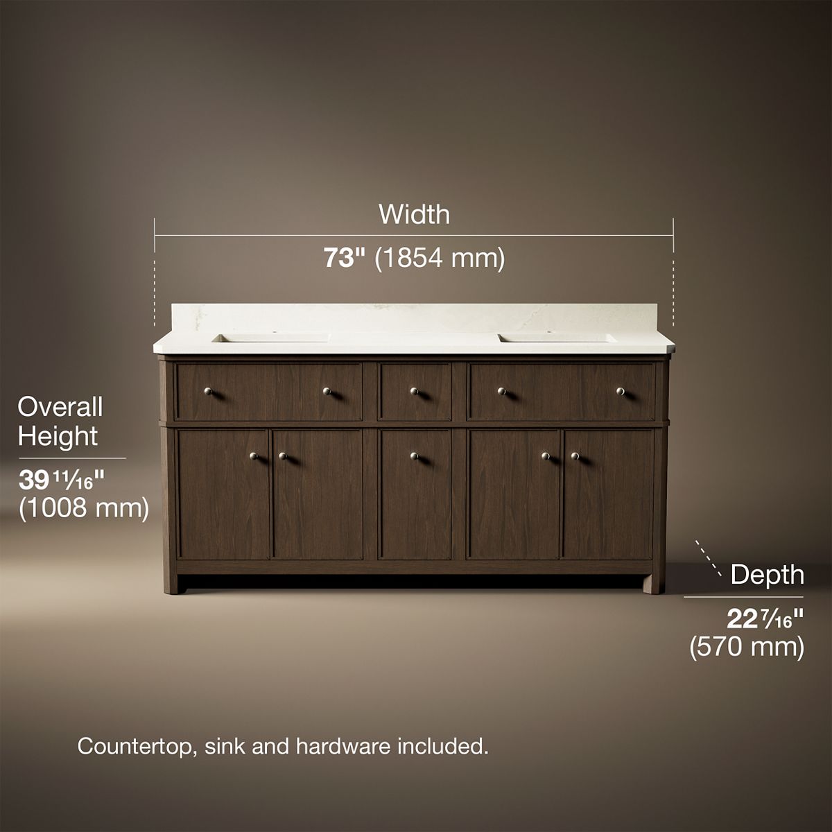Claude™ by Studio McGee 72" bathroom vanity cabinet with sinks and quartz top
