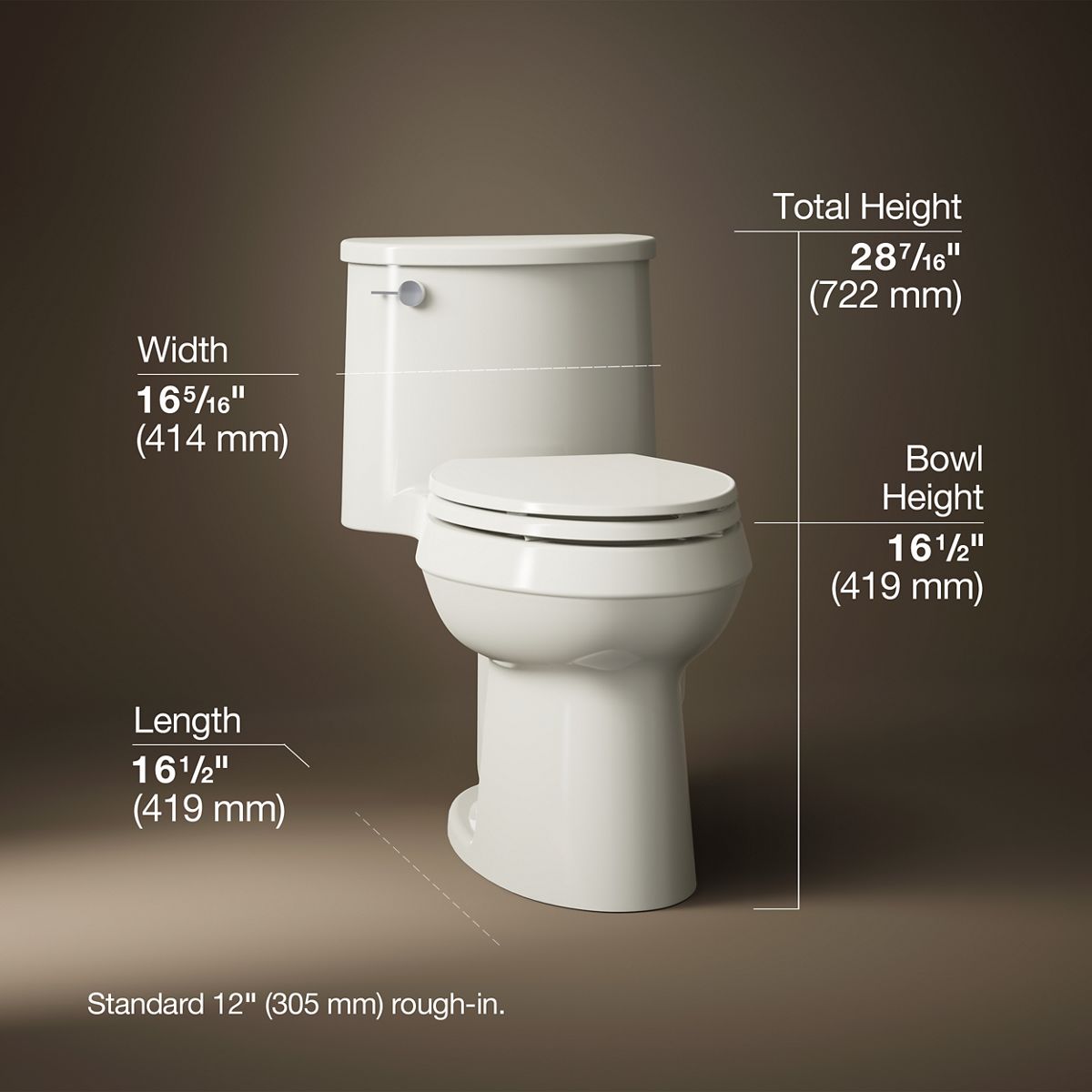 Adair® One-piece elongated toilet, 1.28 gpf